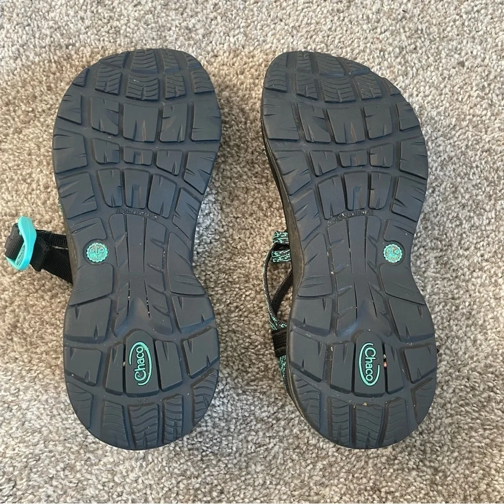 Chaco Z Cloud ZX2 Sandals Women’s Size 9 Hiking Water Shoes Toe Loop Green Black